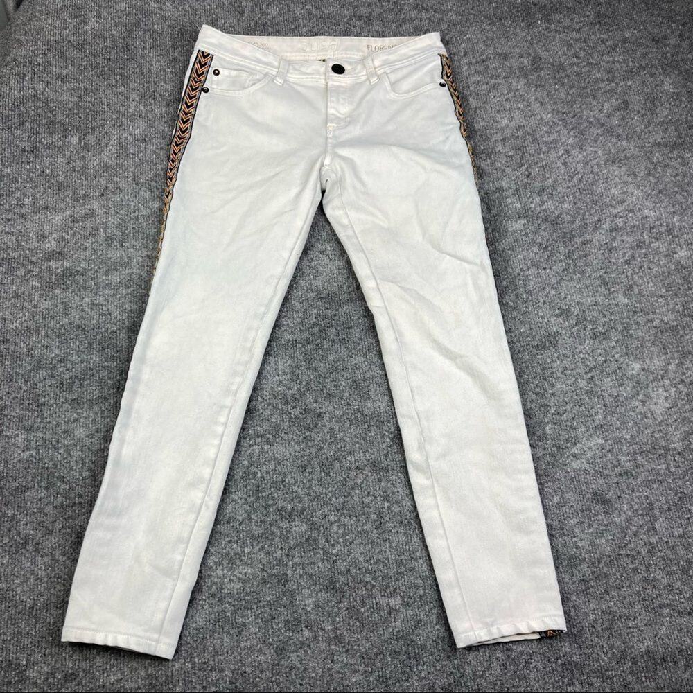 DL1961 Jeans Womens Size 26 White Florence Instasculpt‎ Chevron Stripe Skinny